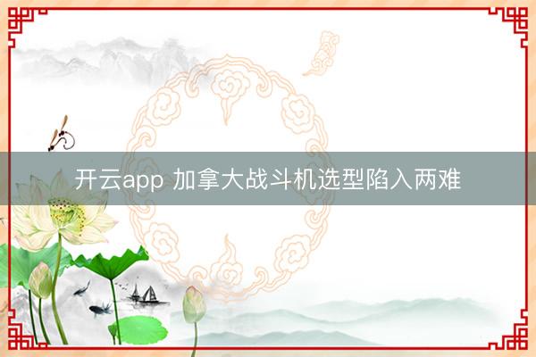 开云app 加拿大战斗机选型陷入两难