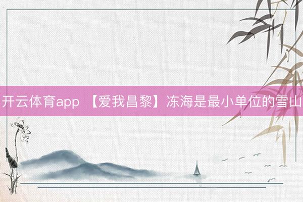 开云体育app 【爱我昌黎】冻海是最小单位的雪山