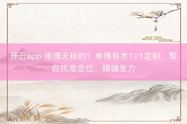 开云app 申博无标的？申博有术1V1定制，帮你找准定位、精确发力
