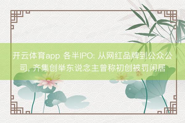 开云体育app 各半IPO: 从网红品牌到公众公司, 齐集创举东说念主曾称初创被罚闲居