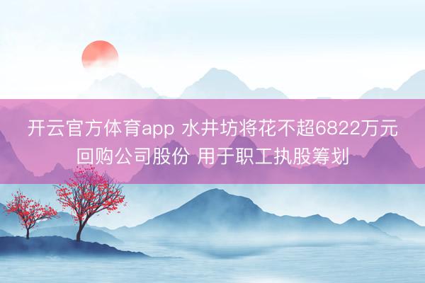 开云官方体育app 水井坊将花不超6822万元回购公司股份 用于职工执股筹划
