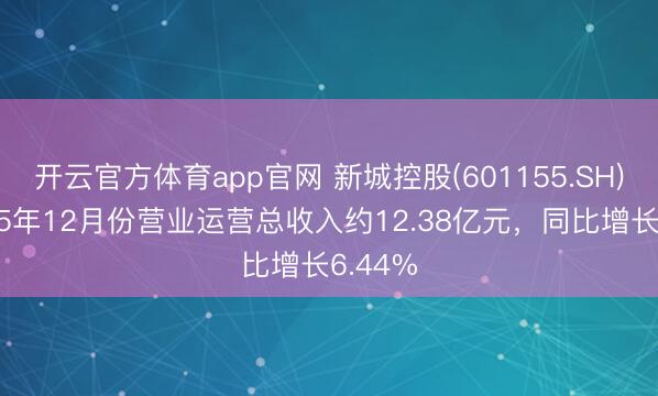 开云官方体育app官网 新城控股(601155.SH)：2025年12月份营业运营总收入约12.38亿元，同比增长6.44%