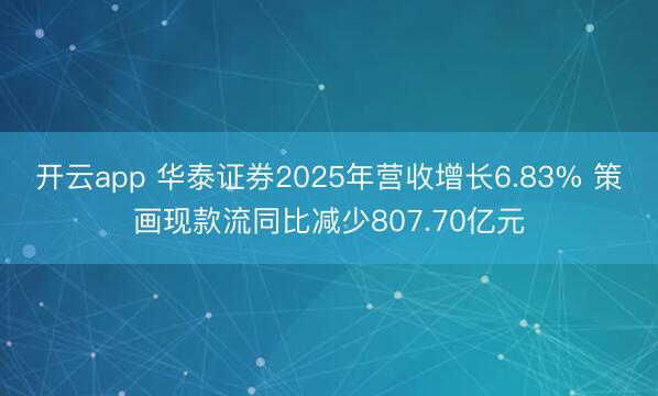 开云app 华泰证券2025年营收增长6.83% 策画现款流同比减少807.70亿元