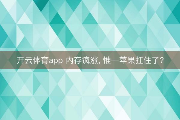 开云体育app 内存疯涨， 惟一苹果扛住了?