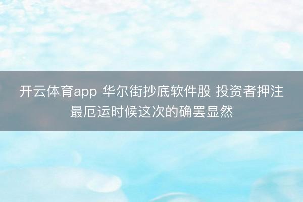 开云体育app 华尔街抄底软件股 投资者押注最厄运时候这次的确罢显然