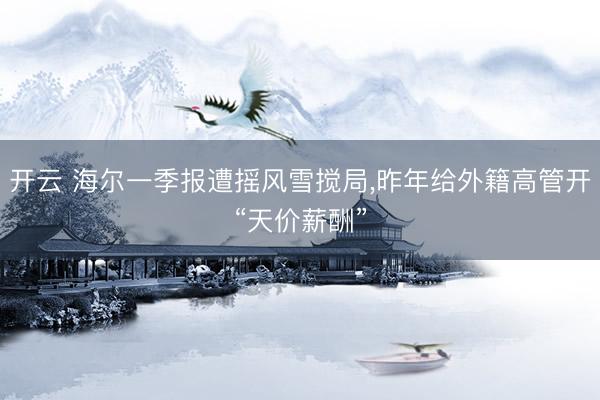 开云 海尔一季报遭摇风雪搅局，昨年给外籍高管开“天价薪酬”