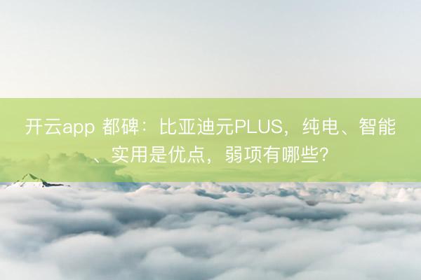 开云app 都碑：比亚迪元PLUS，纯电、智能、实用是优点，弱项有哪些？