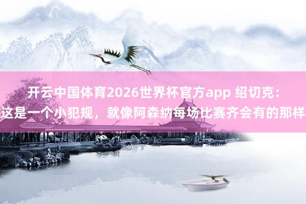 开云中国体育2026世界杯官方app 绍切克:这是一个小犯规,就像阿森纳每场比赛齐会有的那样
