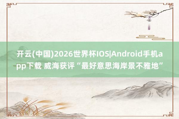开云(中国)2026世界杯IOS|Android手机app下载 威海获评“最好意思海岸景不雅地”