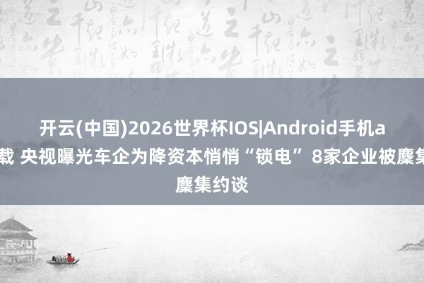 开云(中国)2026世界杯IOS|Android手机app下载 央视曝光车企为降资本悄悄“锁电” 8家企业被麇集约谈