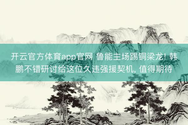 开云官方体育app官网 鲁能主场踢铜梁龙! 韩鹏不错研讨给这位久违强援契机， 值得期待