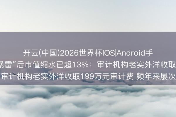 开云(中国)2026世界杯IOS|Android手机app下载 五粮液年报“暴雷”后市值缩水已超13%：审计机构老实外洋收取199万元审计费 频年来屡次被罚