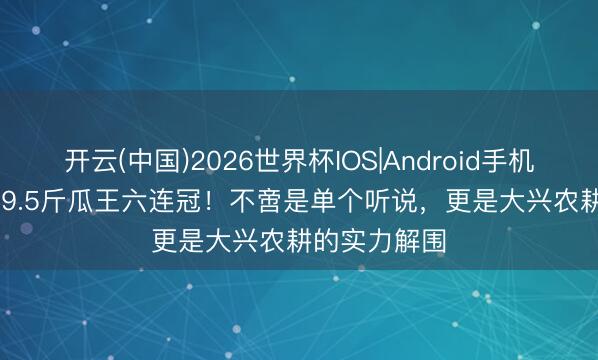 开云(中国)2026世界杯IOS|Android手机app下载 159.5斤瓜王六连冠！不啻是单个听说，更是大兴农耕的实力解围