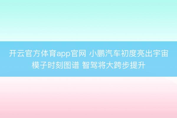 开云官方体育app官网 小鹏汽车初度亮出宇宙模子时刻图谱 智驾将大跨步提升