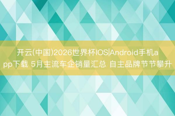 开云(中国)2026世界杯IOS|Android手机app下载 5月主流车企销量汇总 自主品牌节节攀升