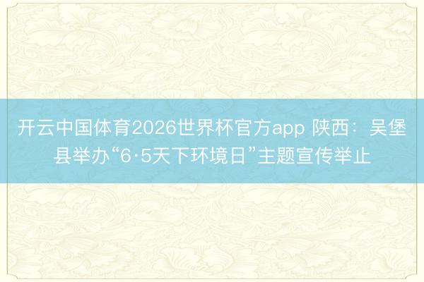 开云中国体育2026世界杯官方app 陕西：吴堡县举办“6·5天下环境日”主题宣传举止