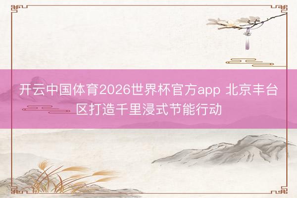 开云中国体育2026世界杯官方app 北京丰台区打造千里浸式节能行动