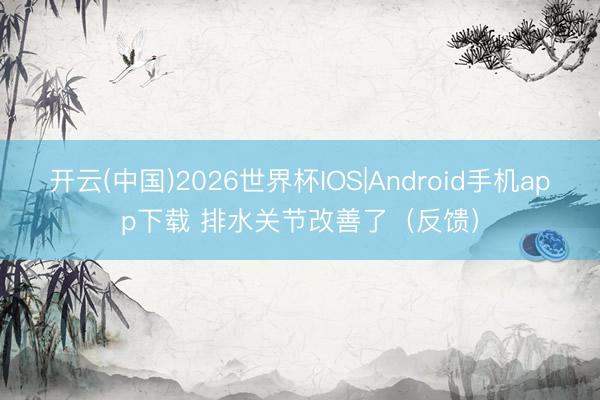 开云(中国)2026世界杯IOS|Android手机app下载 排水关节改善了（反馈）